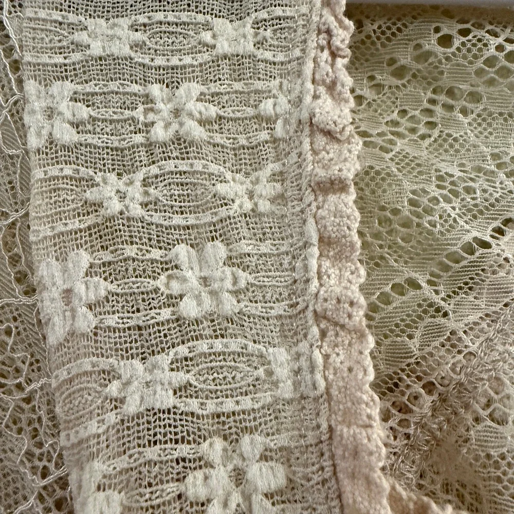 Free People My Party Lace Top Womens XS Cream Long Sleeve Sheer Boho Coquette